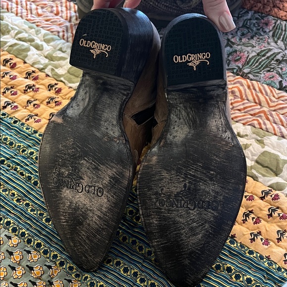 🔥Old Gringo Tan Embroidered VERY Distressed Ankle Boots, EUC, 9 (Actual Photos) - Picture 6 of 16